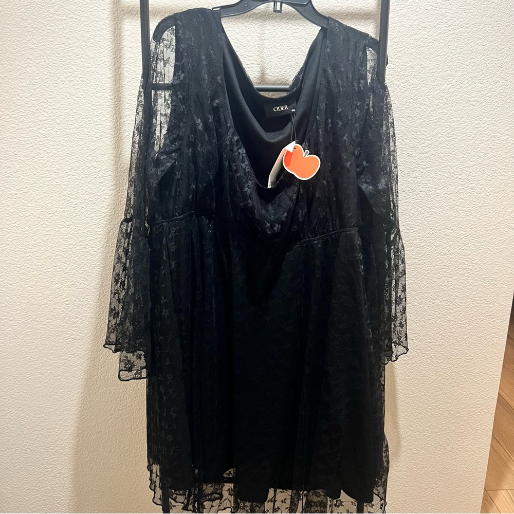 Cider Black Lace Dress with Long Sleeves NWT